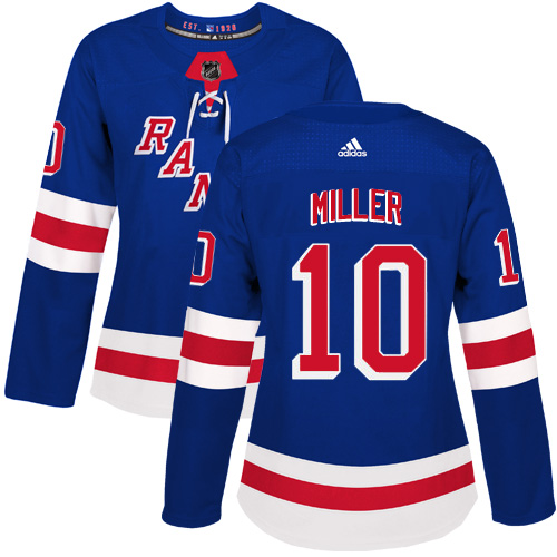 Adidas New York Rangers #10 J.T. Miller Royal Blue Home Authentic Women Stitched NHL Jersey